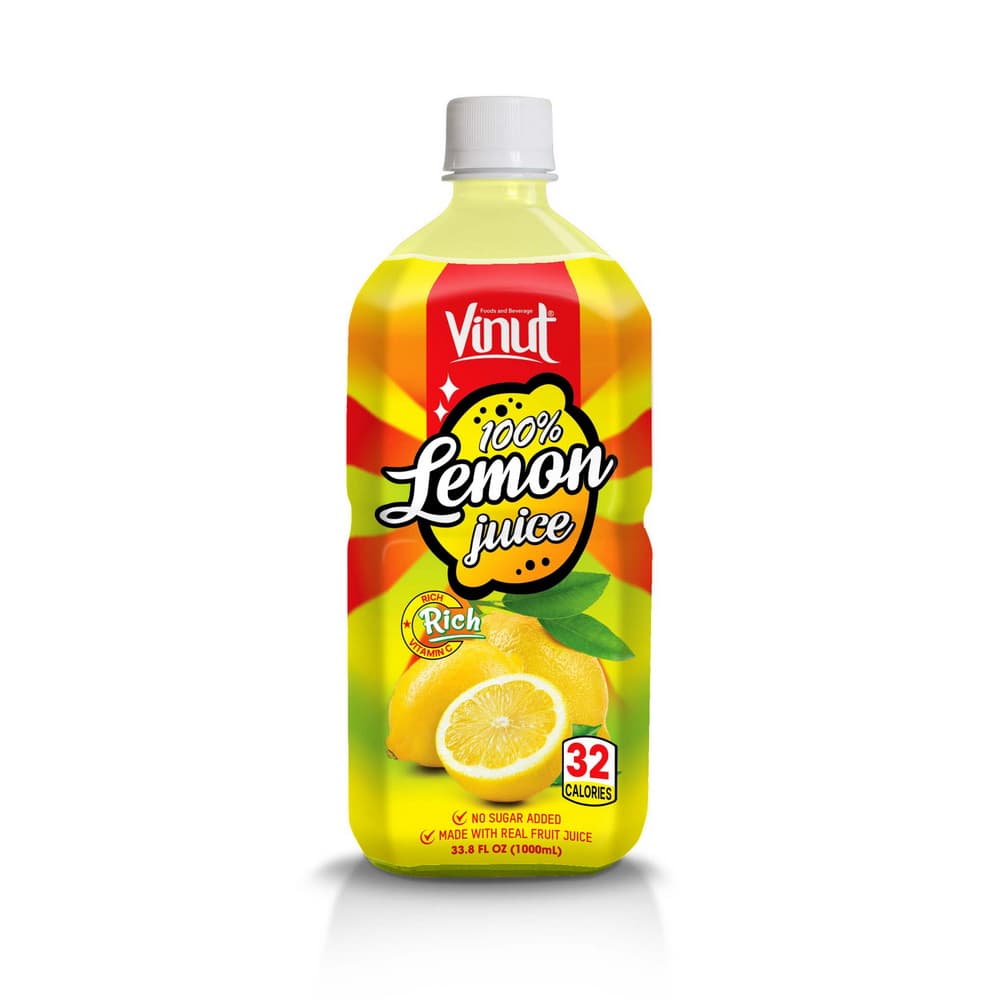 VINUT 100% Lemon Juice, No Added Sugar, 33.8 fl oz (1,000 mL) PET Bottle