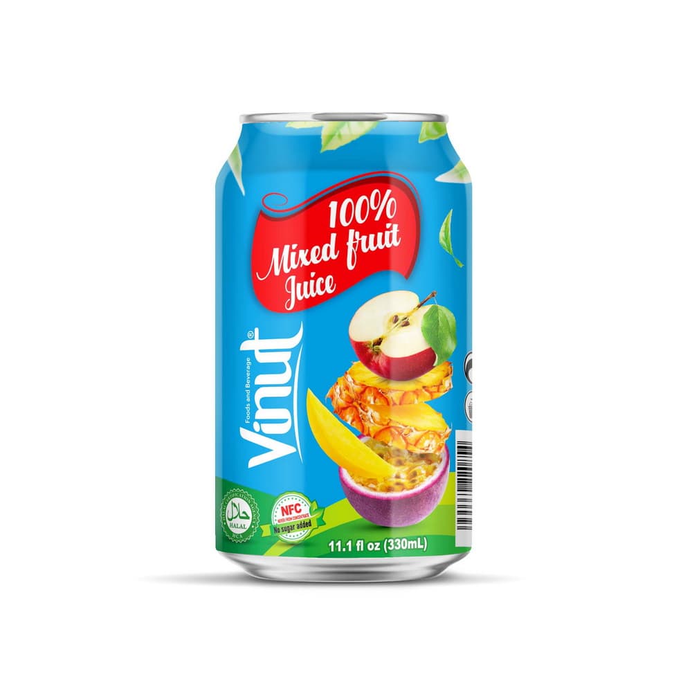 VINUT 100% Pur Jus Multifruits Sans Sucres Ajoutés, Canette 11.1 fl oz 330 mL