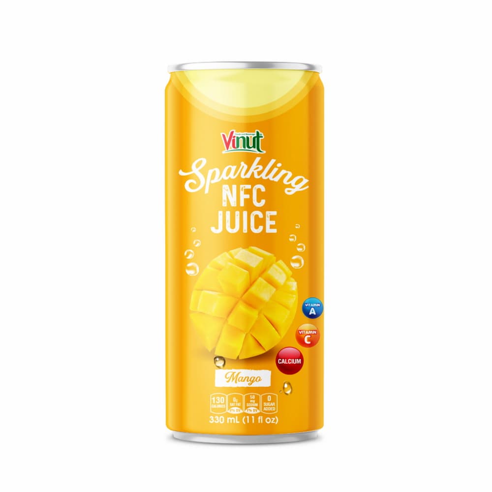 VINUT Jus Pétillant Pur Jus de Mangue Sans Sucres Ajoutés 330 ml (11 fl oz)